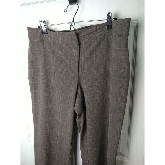 JM Collection Brown Black Green Plaid Button Clasp Zip Trouser Pants. Size 12 - Picture 2 of 12